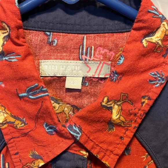 Tin Haul Red and Navy Button Down Shirt - Picture 2 of 5